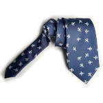 blue necktie with airplane pattern