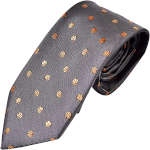 dark gray necktie with orange basketball pattern