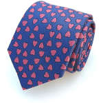 dark blue colored necktie with red heart pattern